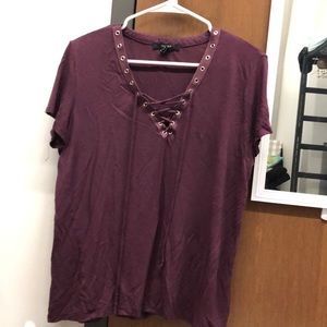 purple lace up shirt